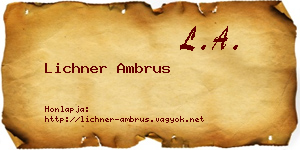 Lichner Ambrus névjegykártya